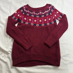 American Eagle Fair Isle Sweater | Women’s M | Maroon Pink Knit Pullover